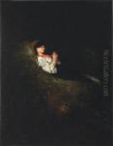 Country Girl Resting Oil Painting by Nicolae Grigorescu