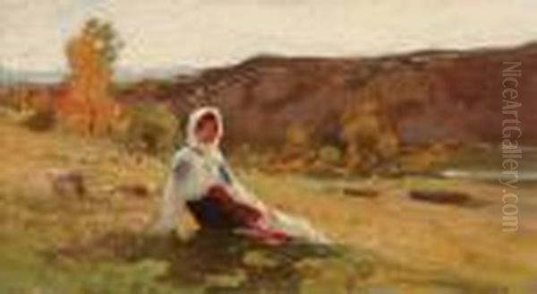 Shepherdess Oil Painting by Nicolae Grigorescu