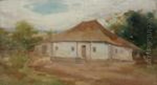 Casa Din Valeni Oil Painting by Nicolae Grigorescu