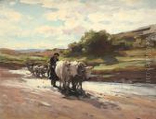 Bull Cart Oil Painting by Nicolae Grigorescu