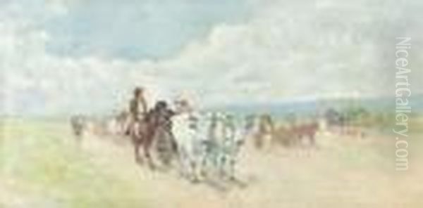 Bauerntreck In Weiter Sommerlicher Landschaft. Oil Painting by Nicolae Grigorescu