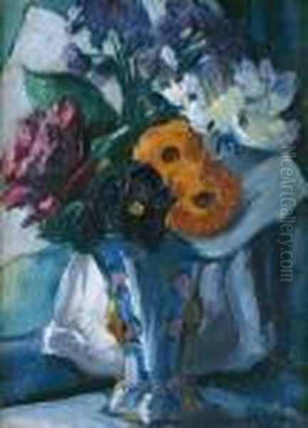 Vase De Fleurs Oil Painting by Roger Grillon