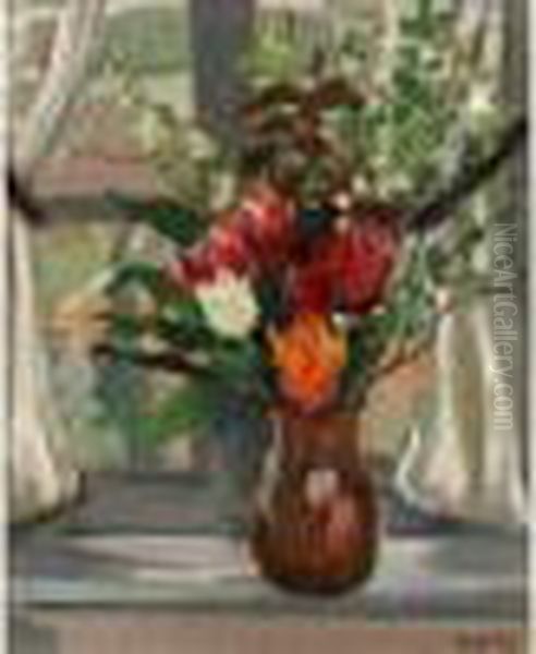 Vase De Fleurs Oil Painting by Roger Grillon