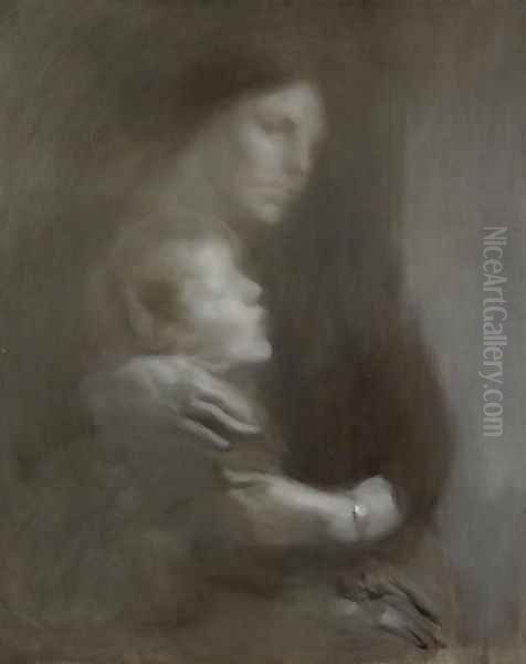 Maternity (Suffering) Oil Painting by Eugene Carriere