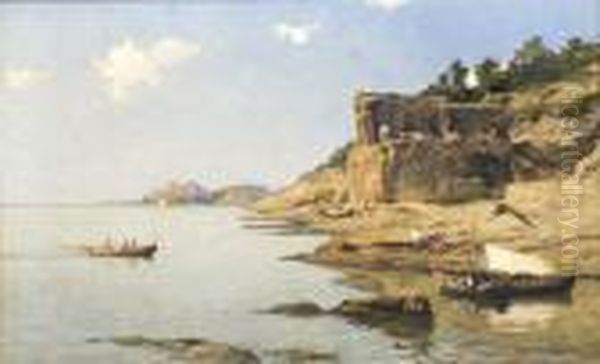 Napoli, Veduta Di Posillipo Oil Painting by Guido Grimani