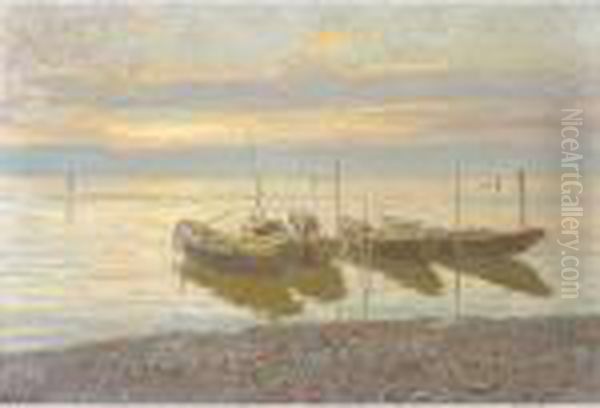 Pescatori Al Tramonto Oil Painting by Guido Grimani