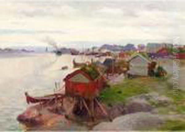 Svolvaer, Lofoten, Norge (svolvaer Lofoten, Norway) Oil Painting by Johannes Martin Grimelund