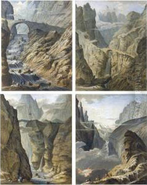 Four Views Of Switzerland Oil Painting by Samuel Hieronymus Grimm