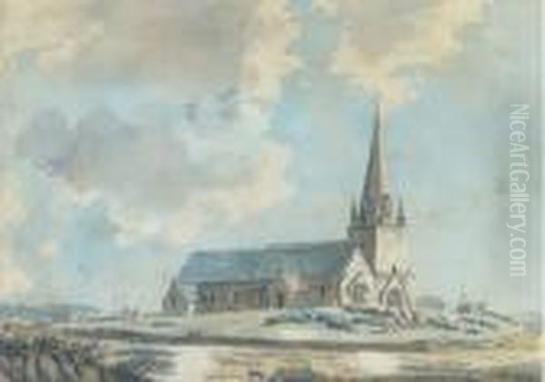 The Veiled Church On The Island Of Guernsey Oil Painting by Samuel Hieronymus Grimm