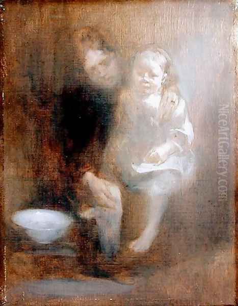 The Footbath, c.1890 Oil Painting by Eugene Carriere