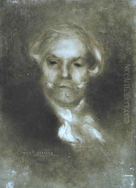 Portrait of Edmond de Goncourt (1822-96) Oil Painting by Eugene Carriere