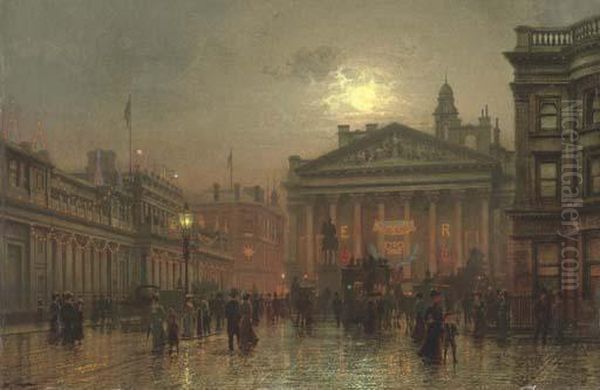 The Royal Exchange, Glasgow Oil Painting by Louis H. Grimshaw