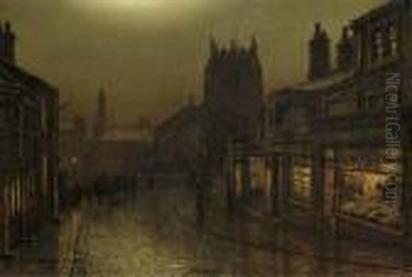 View Of Bradford Oil Painting by Louis H. Grimshaw