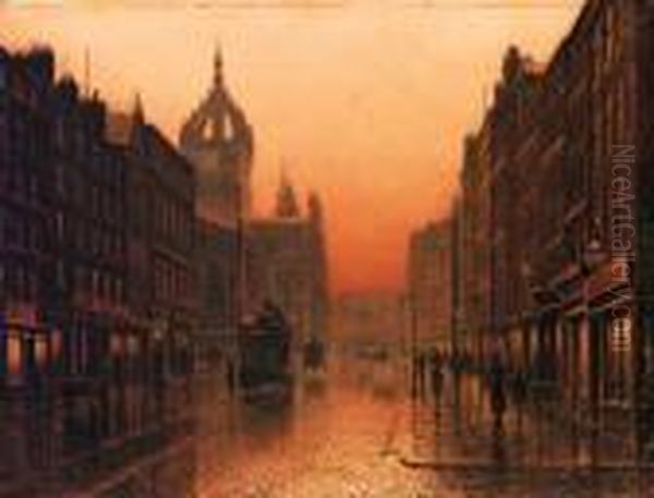 St Giles Cathedral, Edinburgh Oil Painting by Louis H. Grimshaw