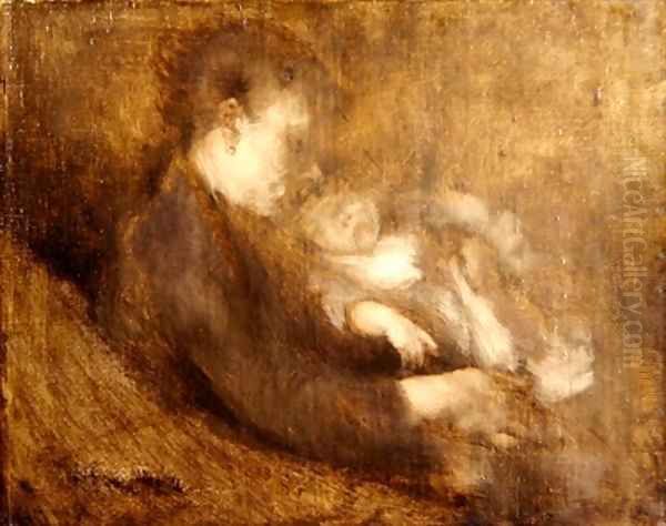 Woman and Child Oil Painting by Eugene Carriere