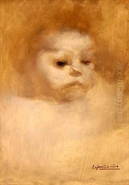 Head of a Child Study for La Grande Soeur Oil Painting by Eugene Carriere