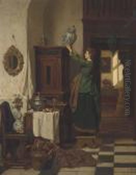 Spring Cleaning Oil Painting by Charles Joseph Grips