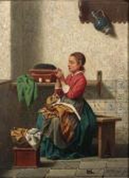 The Seamstress Oil Painting by Charles Joseph Grips