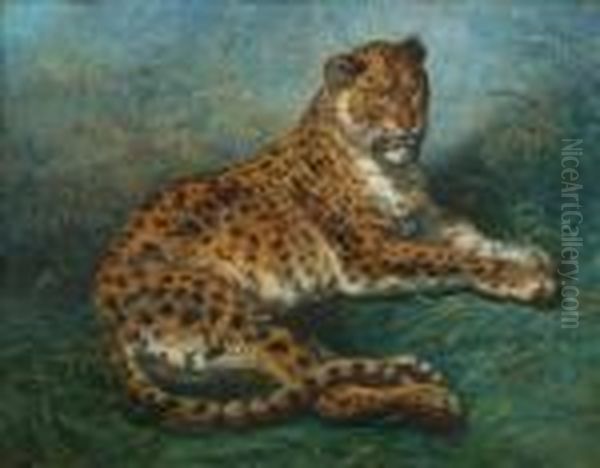 Leopard Apair Oil Painting by Ernest Henry Griset