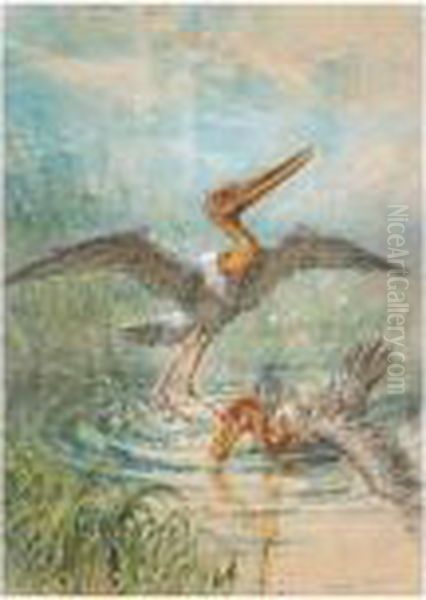 Storks Oil Painting by Ernest Henry Griset