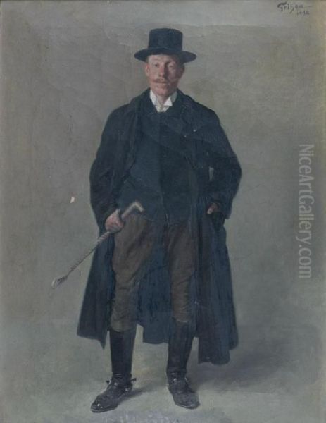 Portrait D'homme En Pied Oil Painting by Francois Adolphe Grison