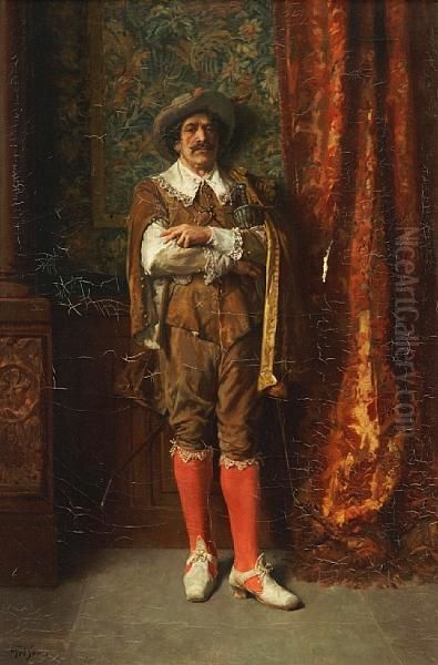 Cavalier, The Time Of Louis Xiii Oil Painting by Francois Adolphe Grison