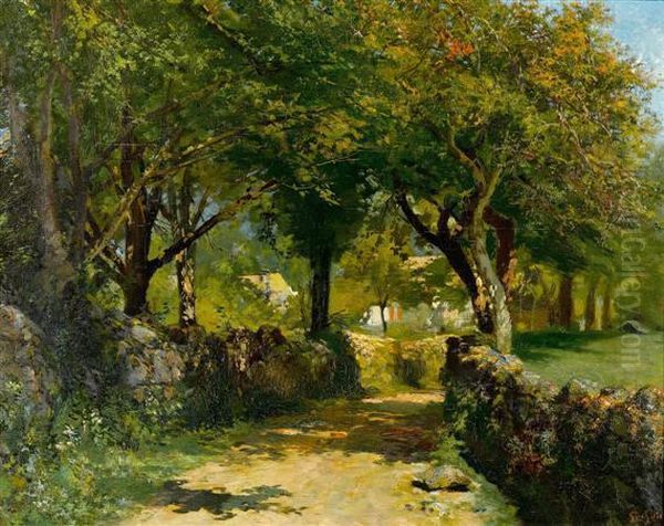 Forest Landscape With A Path Oil Painting by Francois Adolphe Grison