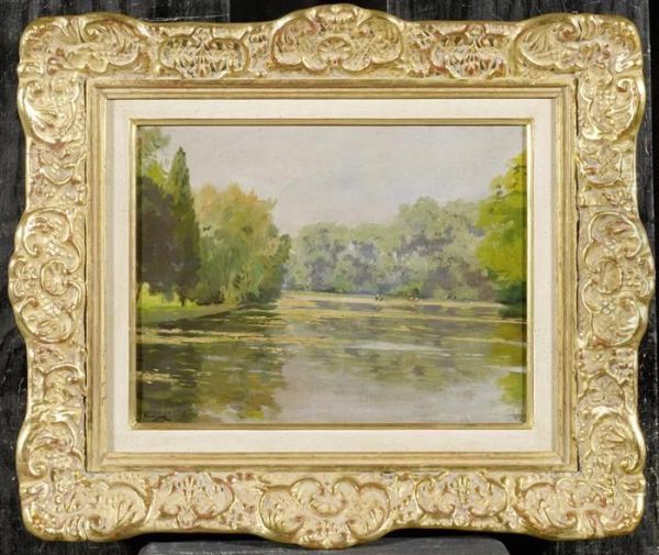 Landscape With A River Oil Painting by Francois Adolphe Grison