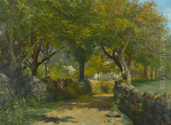 Paysage Avec Chemin Boise Oil Painting by Francois Adolphe Grison