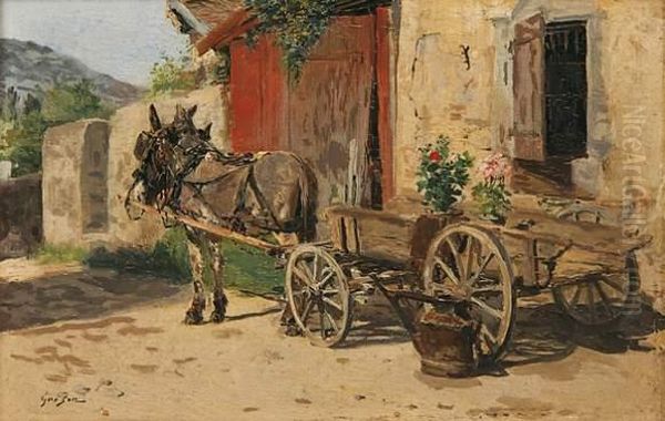 La Charette Aane Oil Painting by Francois Adolphe Grison