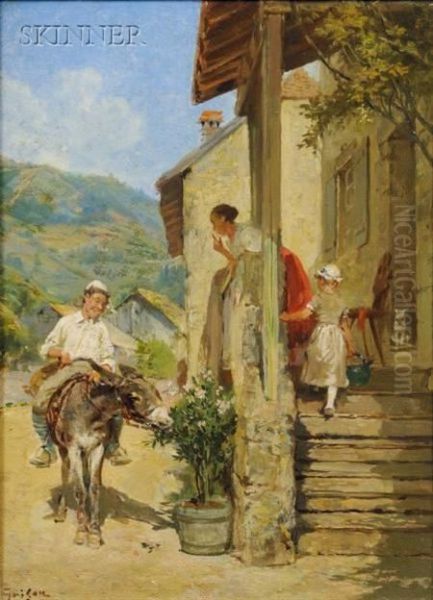 Coming To Visit Oil Painting by Francois Adolphe Grison