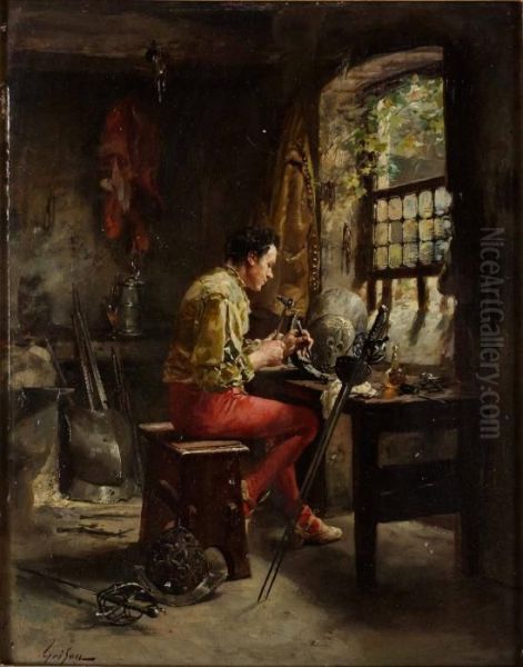 Le Reparateur D'armes Oil Painting by Francois Adolphe Grison