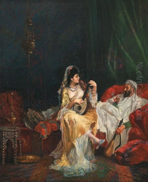 Sultan Et Musicienne Oil Painting by Francois Adolphe Grison