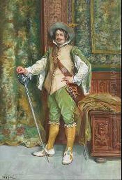 A Proud Musketeer Oil Painting by Francois Adolphe Grison