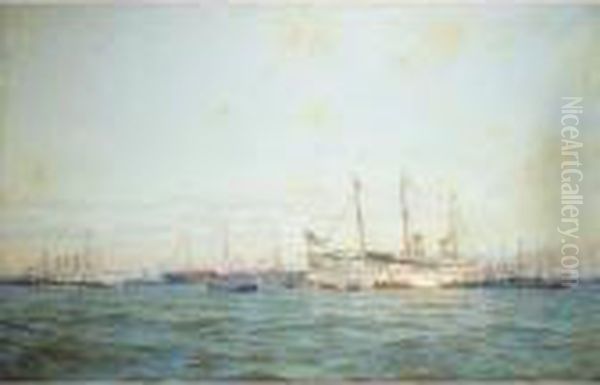 Naval Parade In The Baltic Oil Painting by Nikolai Nikolaievich Gritsenko