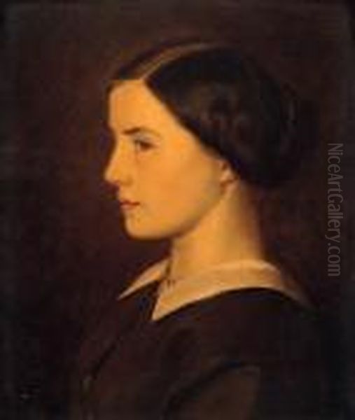 Portrait De Madame Bordas Oil Painting by Pierre Grivolas