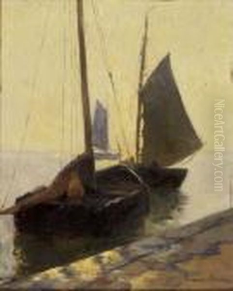 Segelboote Im Hafen Oil Painting by German Grobe