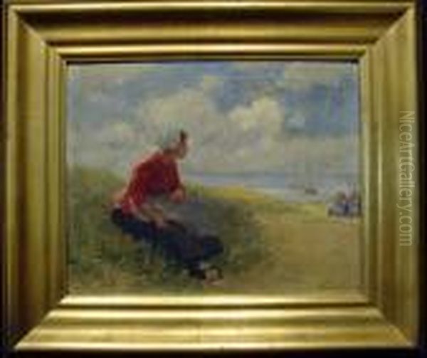 Junge Frau Auf Dune Sitzend Oil Painting by German Grobe