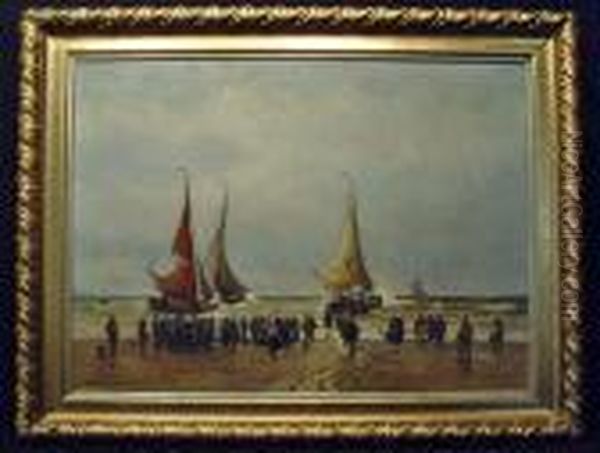 Auslaufende Fischerboote Oil Painting by German Grobe