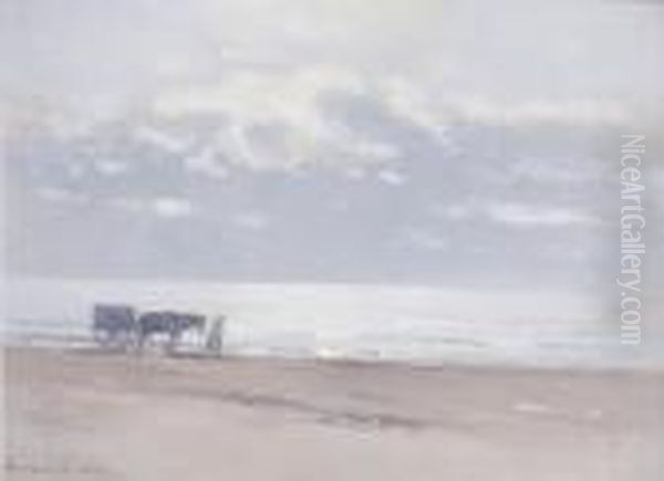 Beach Scene Oil Painting by German Grobe