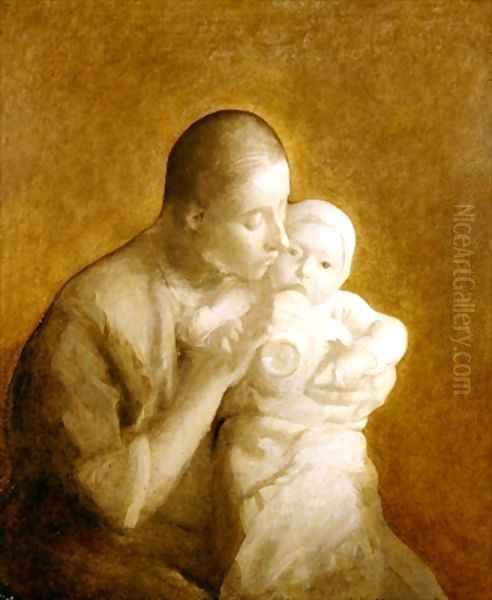 Mother and Child 2 Oil Painting by Eugene Carriere