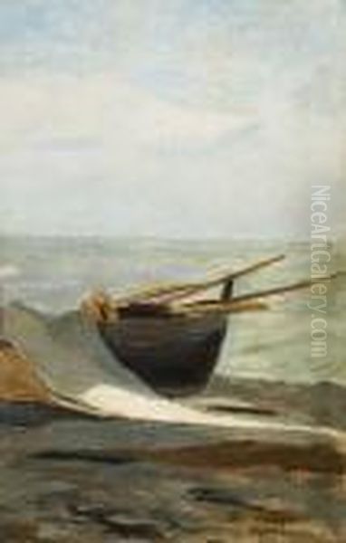 Boot Am Strand Oil Painting by German Grobe