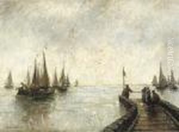 The Departure Of The Fleet Oil Painting by German Grobe