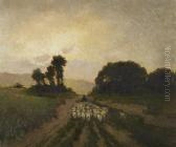 On The Way Home Oil Painting by German Grobe