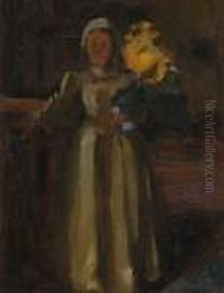 Studie Einer Stehenden
 Frau Oil Painting by Hermann Groeber