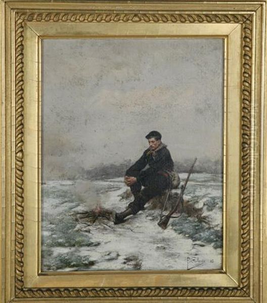 A Break From The Cold Oil Painting by Paul Louis Narcisse Grolleron