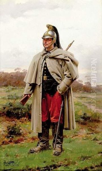 Le Cuirassier Francais Oil Painting by Paul Louis Narcisse Grolleron