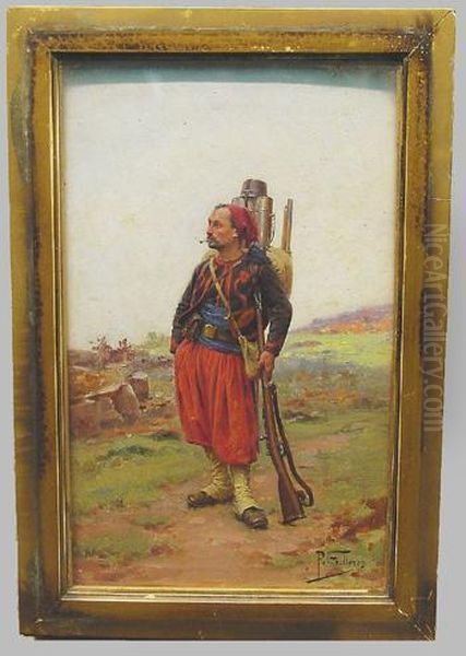 Portrait Of A Zouave Oil Painting by Paul Louis Narcisse Grolleron