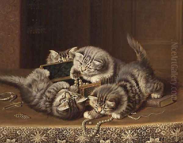 Kittens 2 Oil Painting by Horatio Henry Couldery