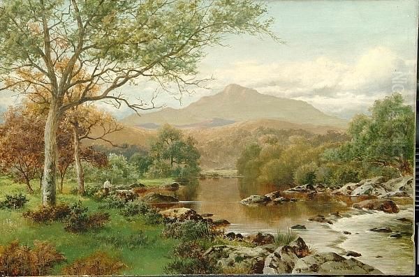 On The River Llugury, North Wales Oil Painting by William Henry Charles Groome